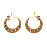 Georgian Pink Topaz and Chrysolite Hoop Earrings-Charlotte Sayers Antique Jewellery