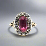 Georgian Pink Topaz and Diamond Ring-Charlotte Sayers Antique Jewellery