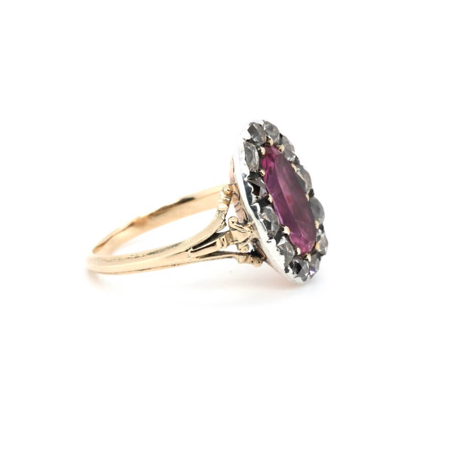 Georgian Pink Topaz and Diamond Ring-Charlotte Sayers Antique Jewellery