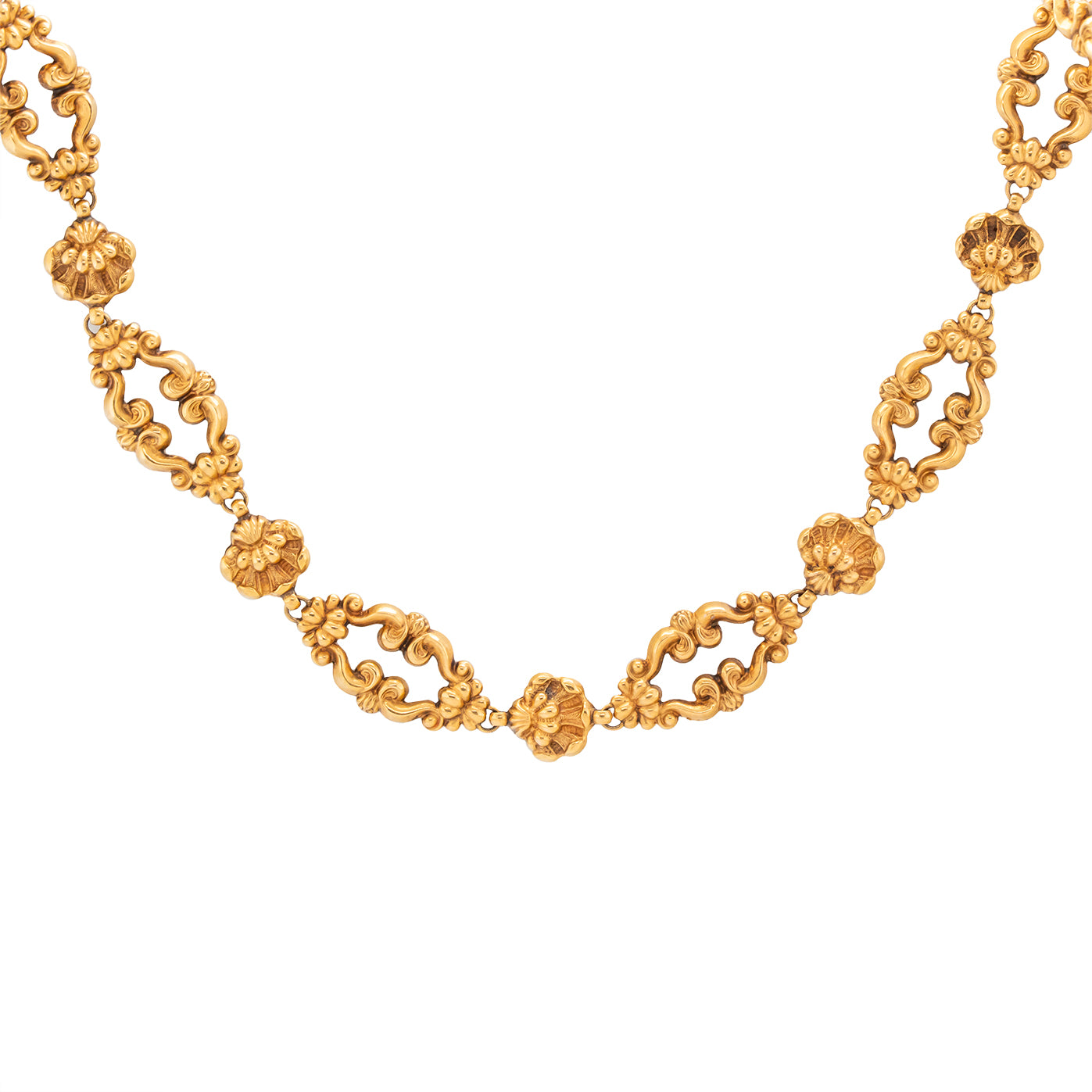 Georgian Repoussé Gold Chain-Charlotte Sayers Antique Jewellery