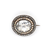 Georgian Rock Crystal Diamond and Pearl Brooch-Charlotte Sayers Antique Jewellery