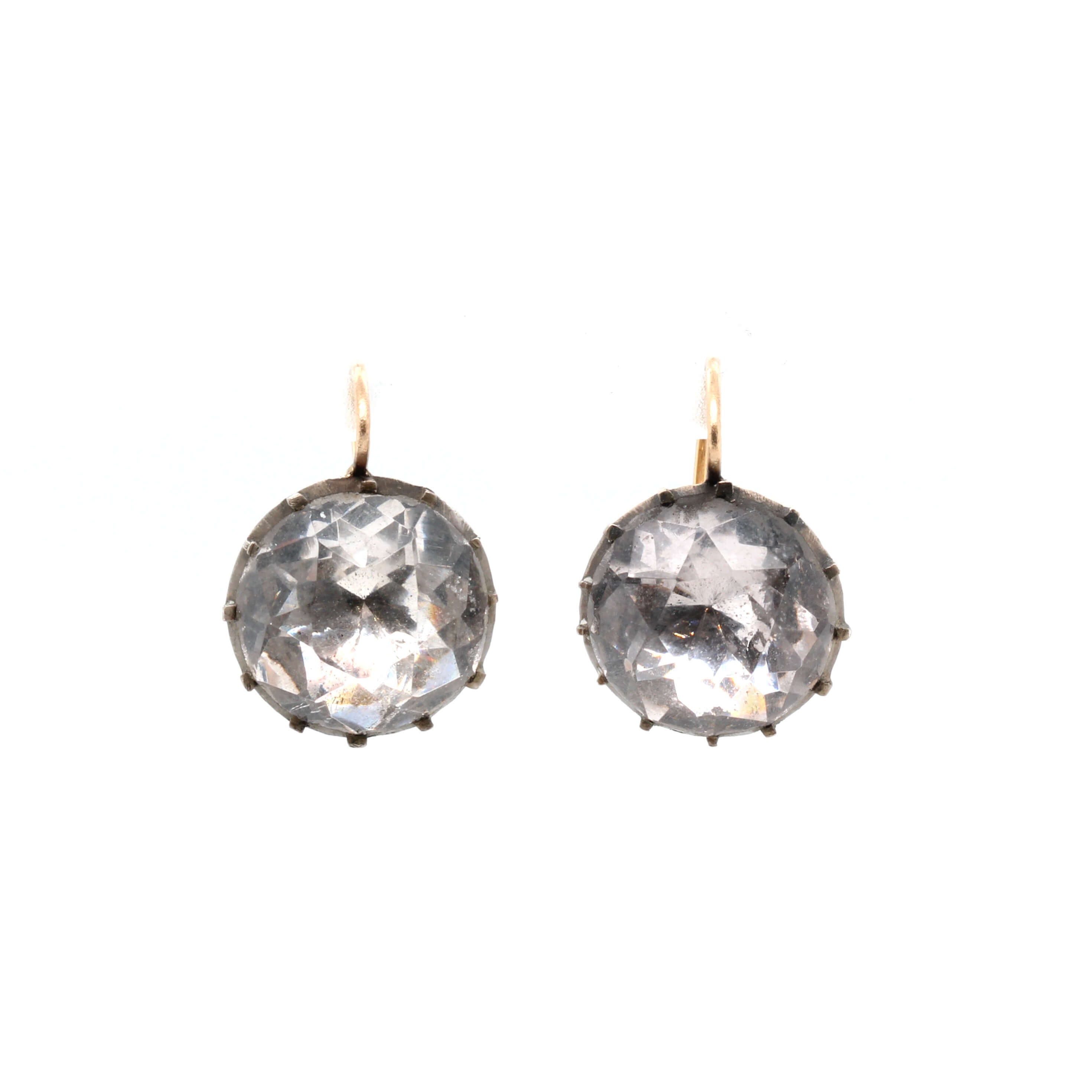 Georgian Rock Crystal Earrings-Charlotte Sayers Antique Jewellery