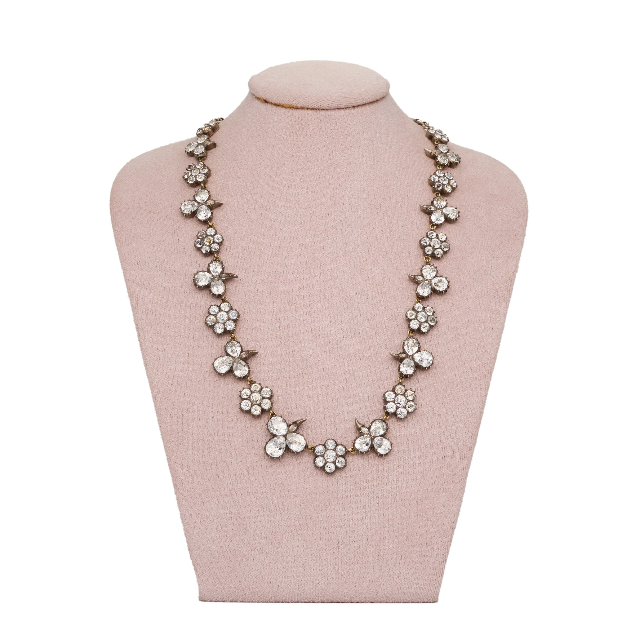 Georgian Rock Crystal Trefoil Necklace-Charlotte Sayers Antique Jewellery