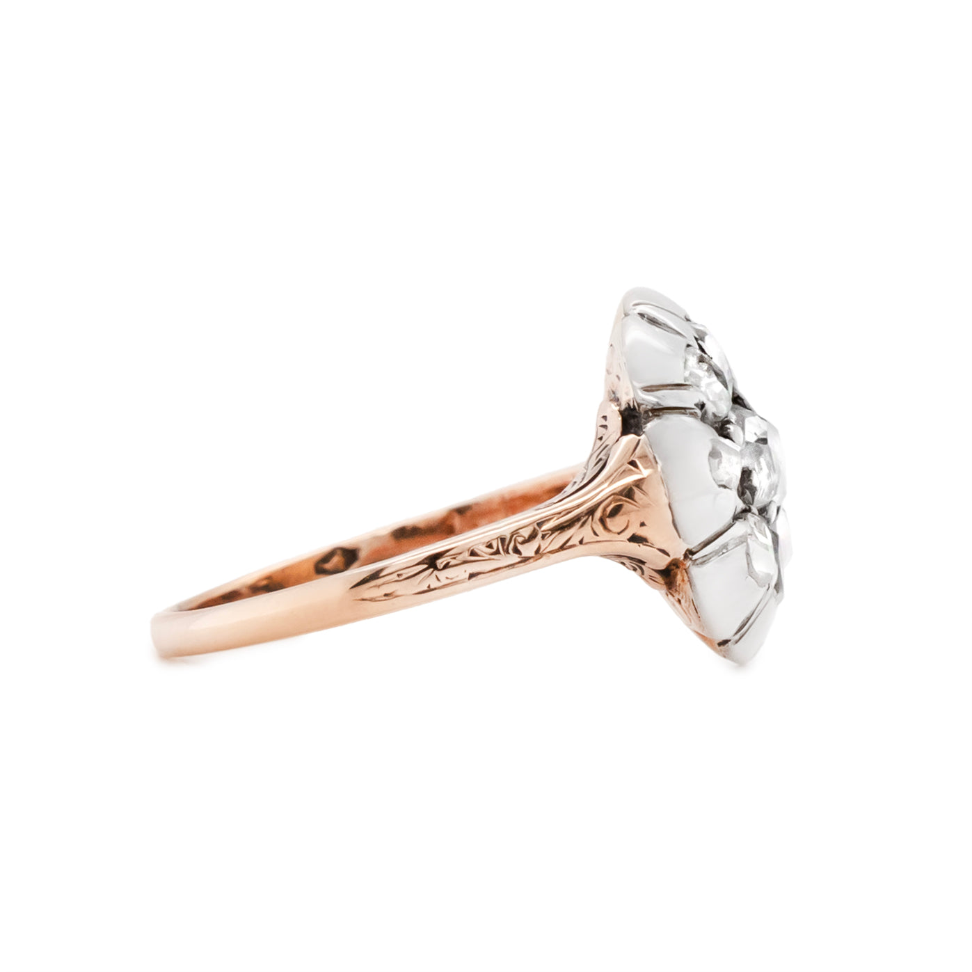 Georgian Rose Cut Diamond Cluster Ring-Charlotte Sayers Antique Jewellery