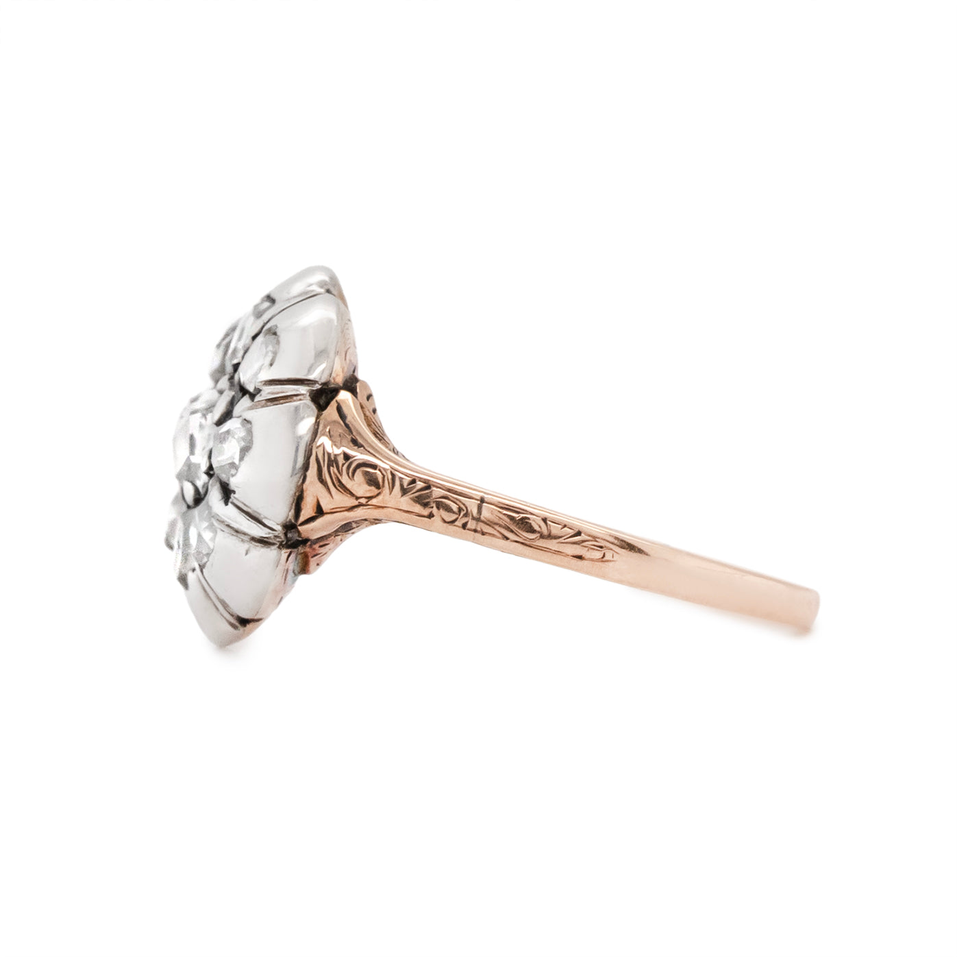 Georgian Rose Cut Diamond Cluster Ring-Charlotte Sayers Antique Jewellery