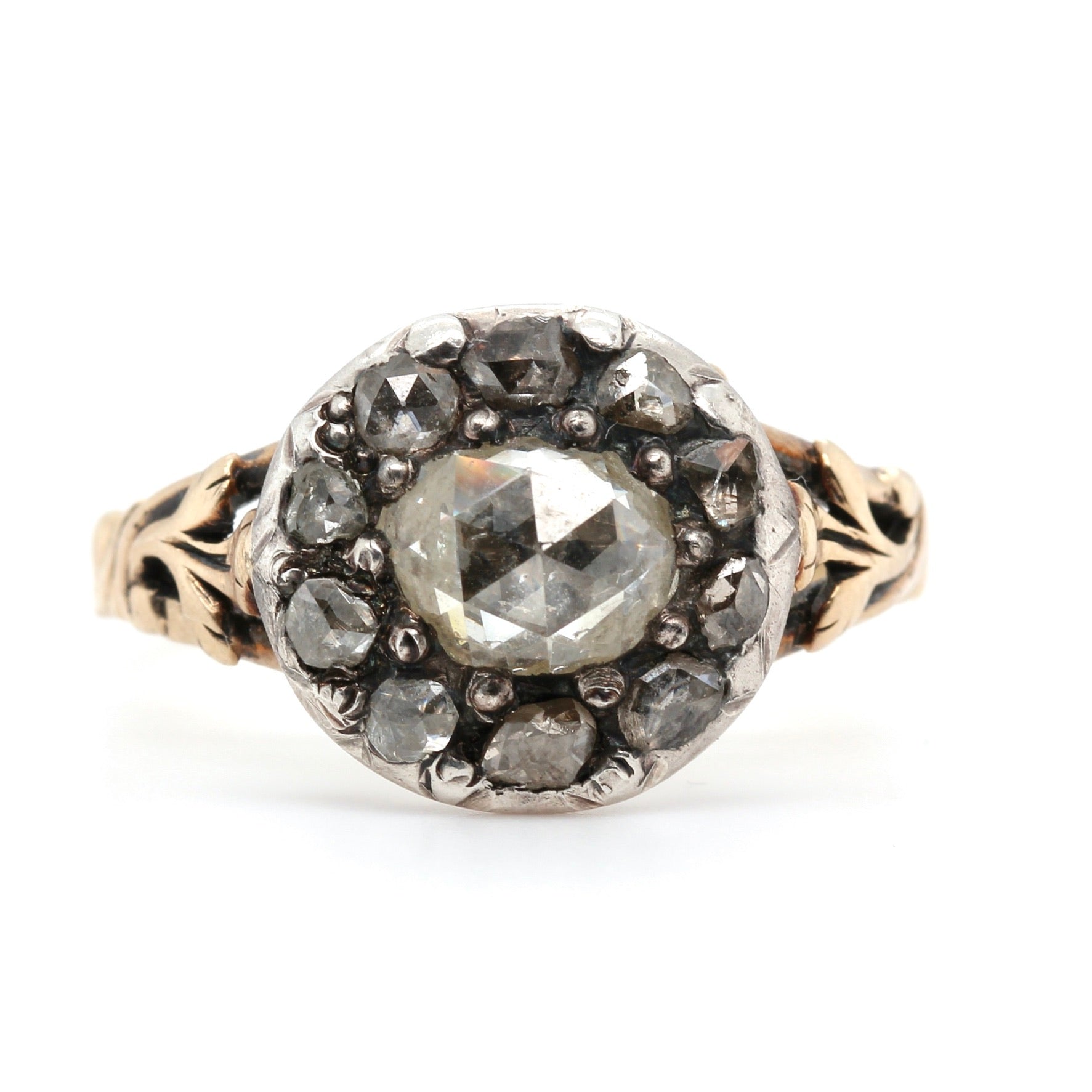 Georgian Rose Cut Diamond Cluster Ring-Charlotte Sayers Antique Jewellery