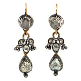 Georgian Rose Cut Diamond Drop Earrings-Charlotte Sayers Antique Jewellery