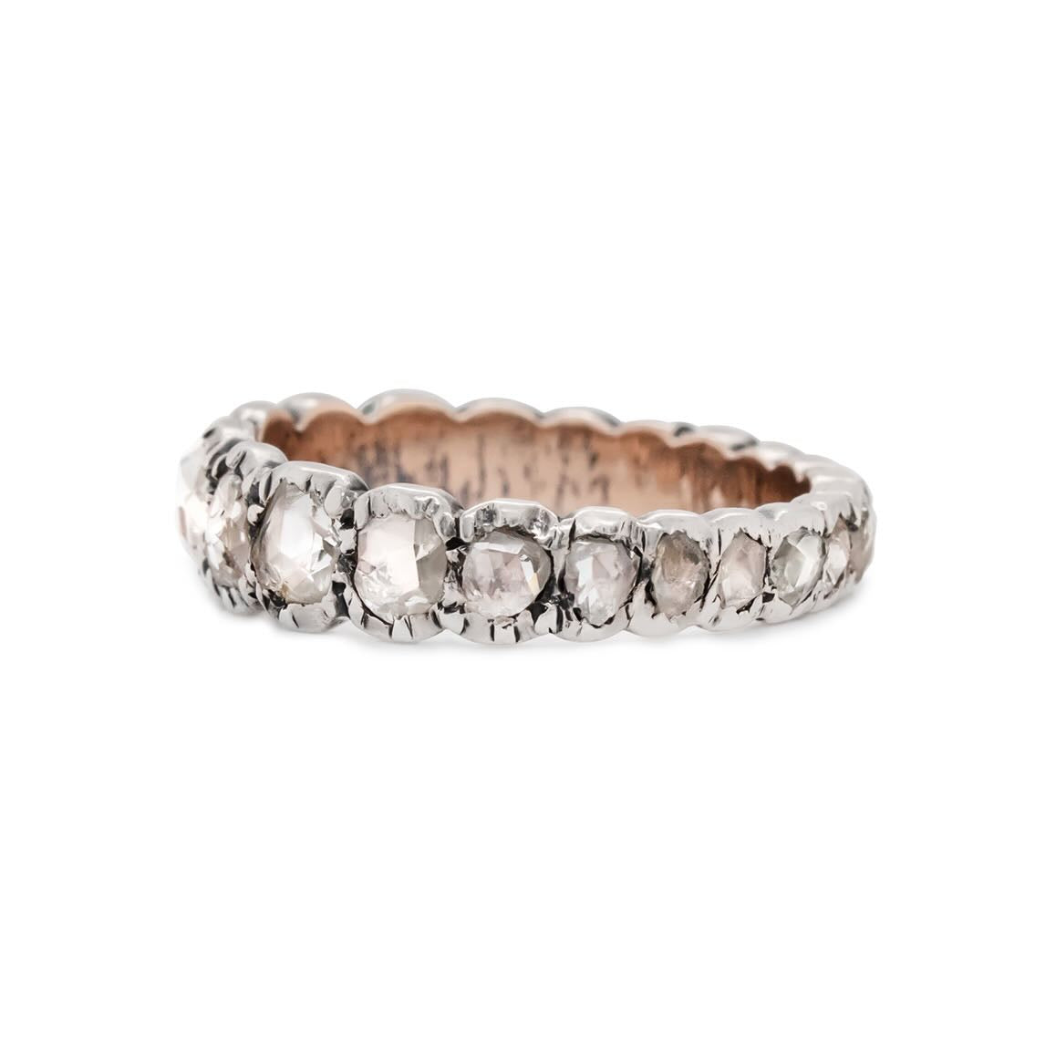 Georgian Rose Cut Diamond Eternity Ring-Charlotte Sayers Antique Jewellery