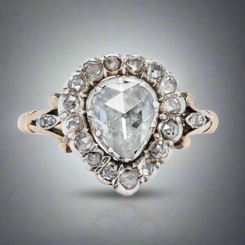 Georgian Rose Cut Diamond Ring-Charlotte Sayers Antique Jewellery