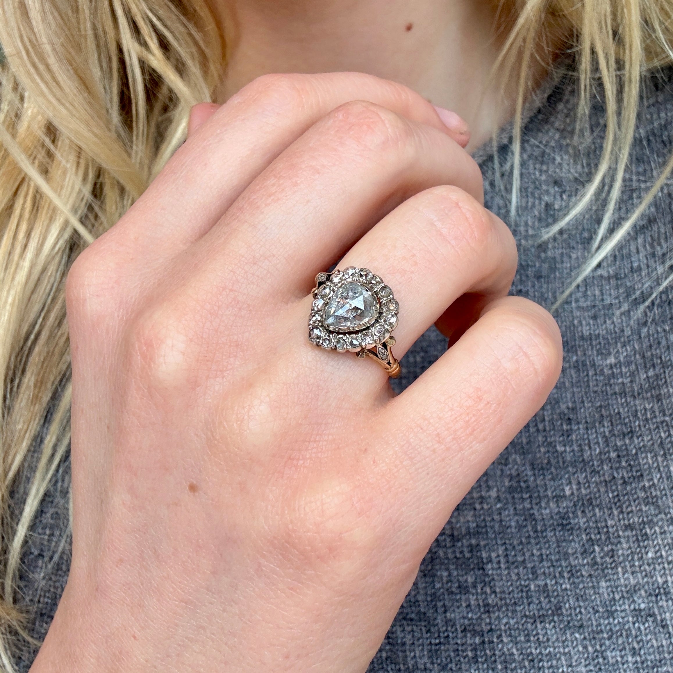 Georgian Rose Cut Diamond Ring-Charlotte Sayers Antique Jewellery