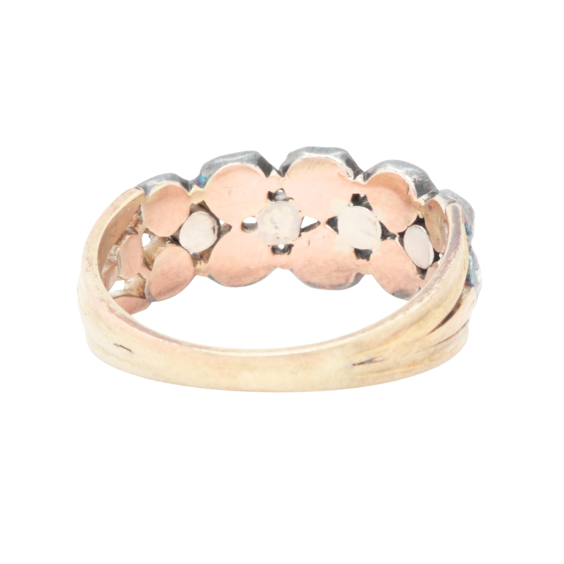 Georgian Rose Cut Diamond Two Row Ring-Charlotte Sayers Antique Jewellery