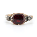 Georgian Rose Cut Garnet and Diamond Ring-Charlotte Sayers Antique Jewellery