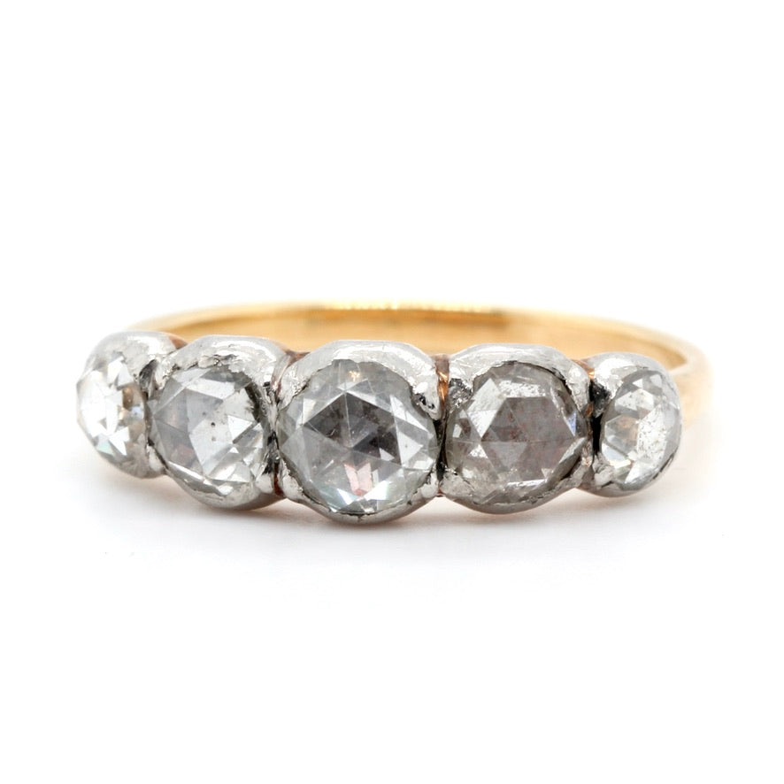 Georgian Rose Diamond 5 Stone Ring-Charlotte Sayers Antique Jewellery