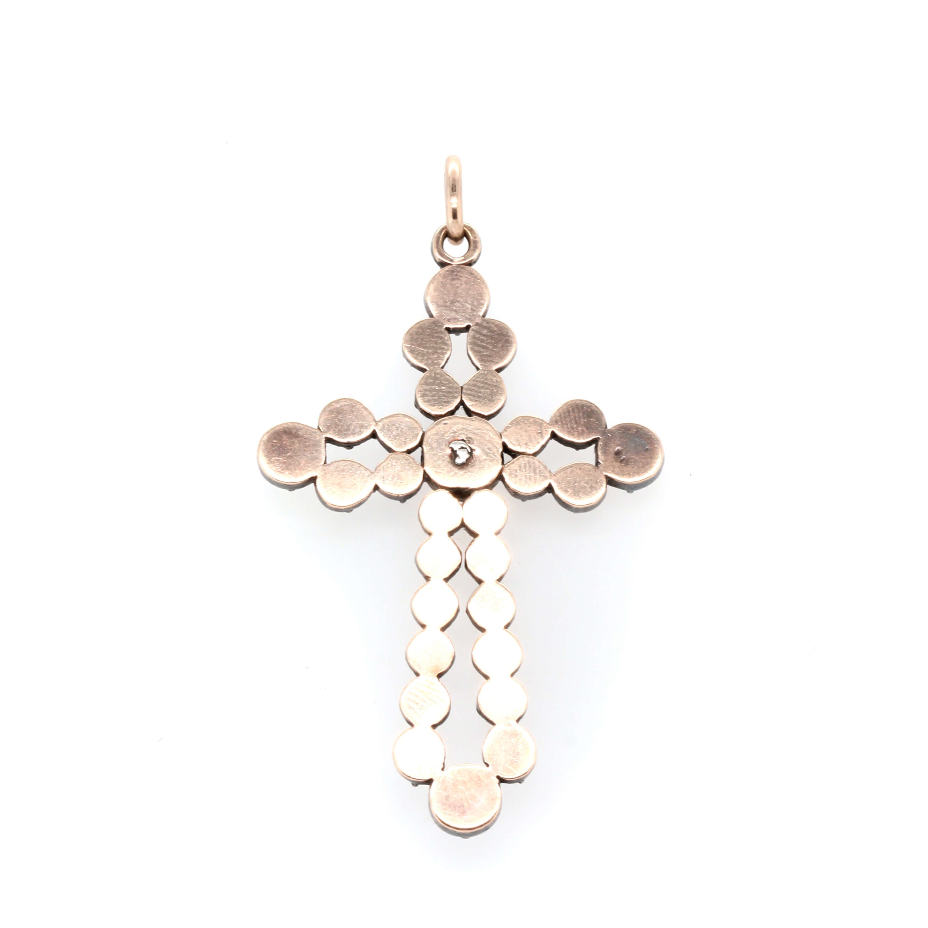 Georgian Rose Diamond Cross Pendant-Charlotte Sayers Antique Jewellery