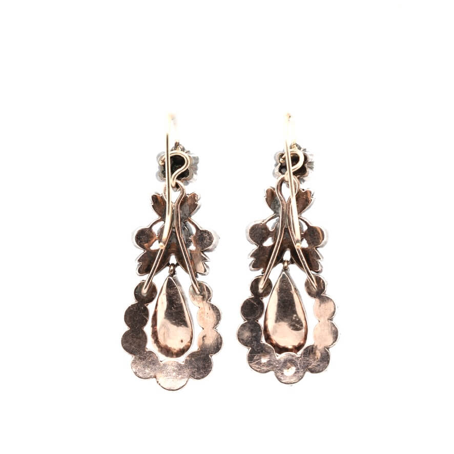 Georgian Rose Diamond Earrings-Charlotte Sayers Antique Jewellery