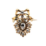 Georgian Rose Diamond Heart Bow Brooch-Charlotte Sayers Antique Jewellery