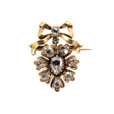 Georgian Rose Diamond Heart Bow Brooch-Charlotte Sayers Antique Jewellery