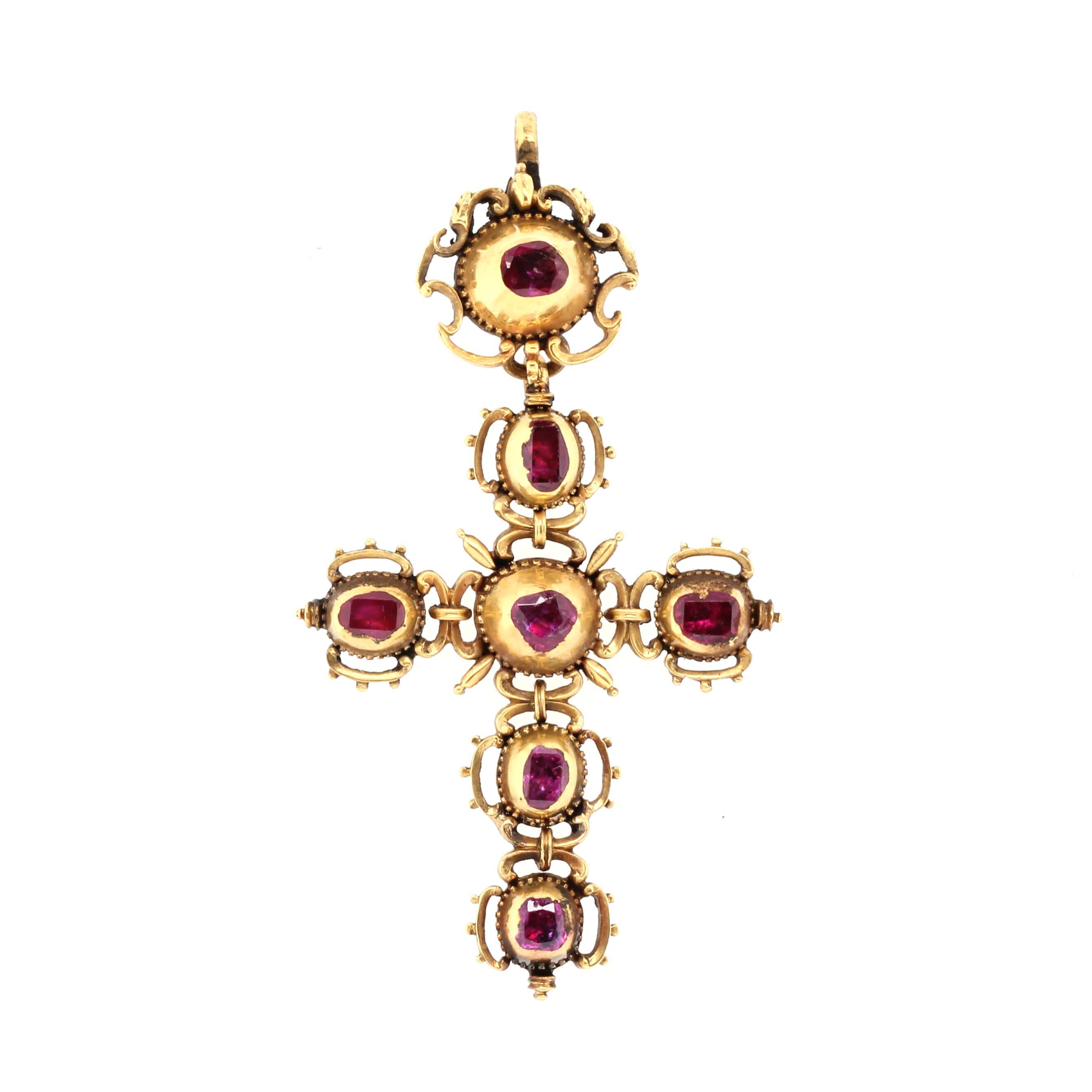 Cross Inside Ruby Georgian Ruby Cross Pendant - Charlotte Sayers Antique Jewellery