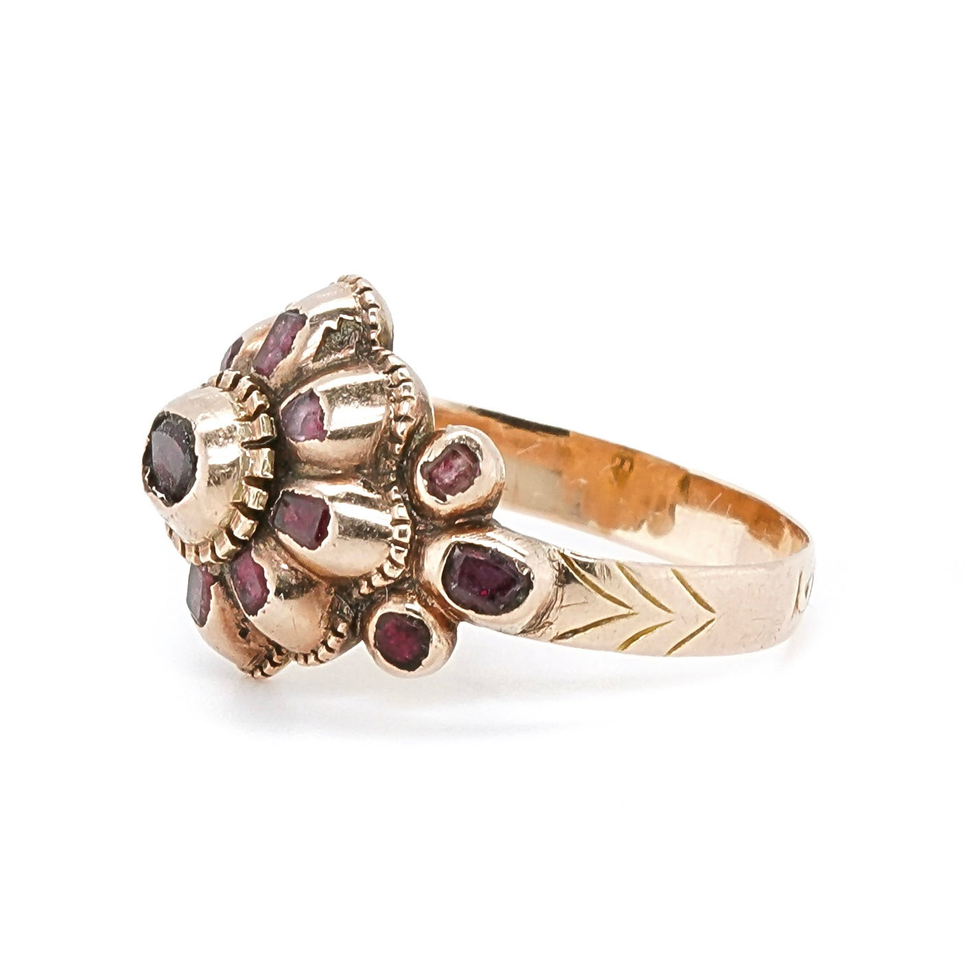 Georgian Ruby Flower Cluster RIng-Charlotte Sayers Antique Jewellery