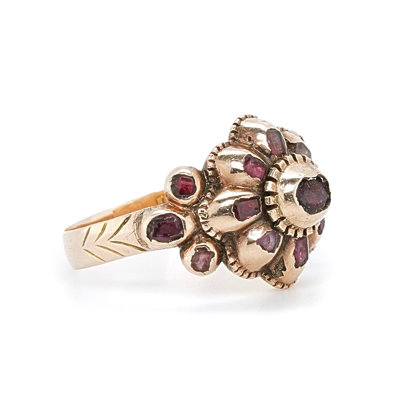 Georgian Ruby Flower Cluster RIng-Charlotte Sayers Antique Jewellery