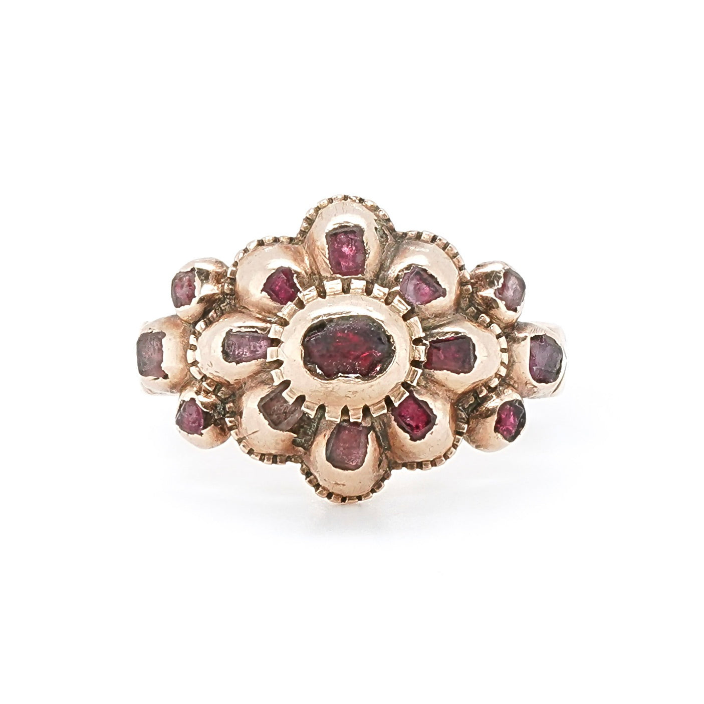 Georgian Ruby Flower Cluster Ring-Charlotte Sayers Antique Jewellery