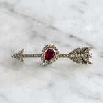 Georgian Ruby and Diamond Arrow Brooch-Charlotte Sayers Antique Jewellery