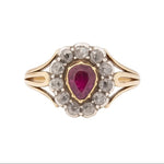 Georgian Ruby and Diamond Cluster Ring-Charlotte Sayers Antique Jewellery