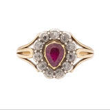 Georgian Ruby and Diamond Cluster Ring-Charlotte Sayers Antique Jewellery