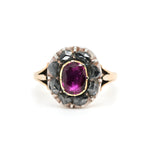 Georgian Ruby and Diamond Oval Shaped Ring-Charlotte Sayers Antique Jewellery