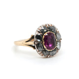 Georgian Ruby and Diamond Oval Shaped Ring-Charlotte Sayers Antique Jewellery