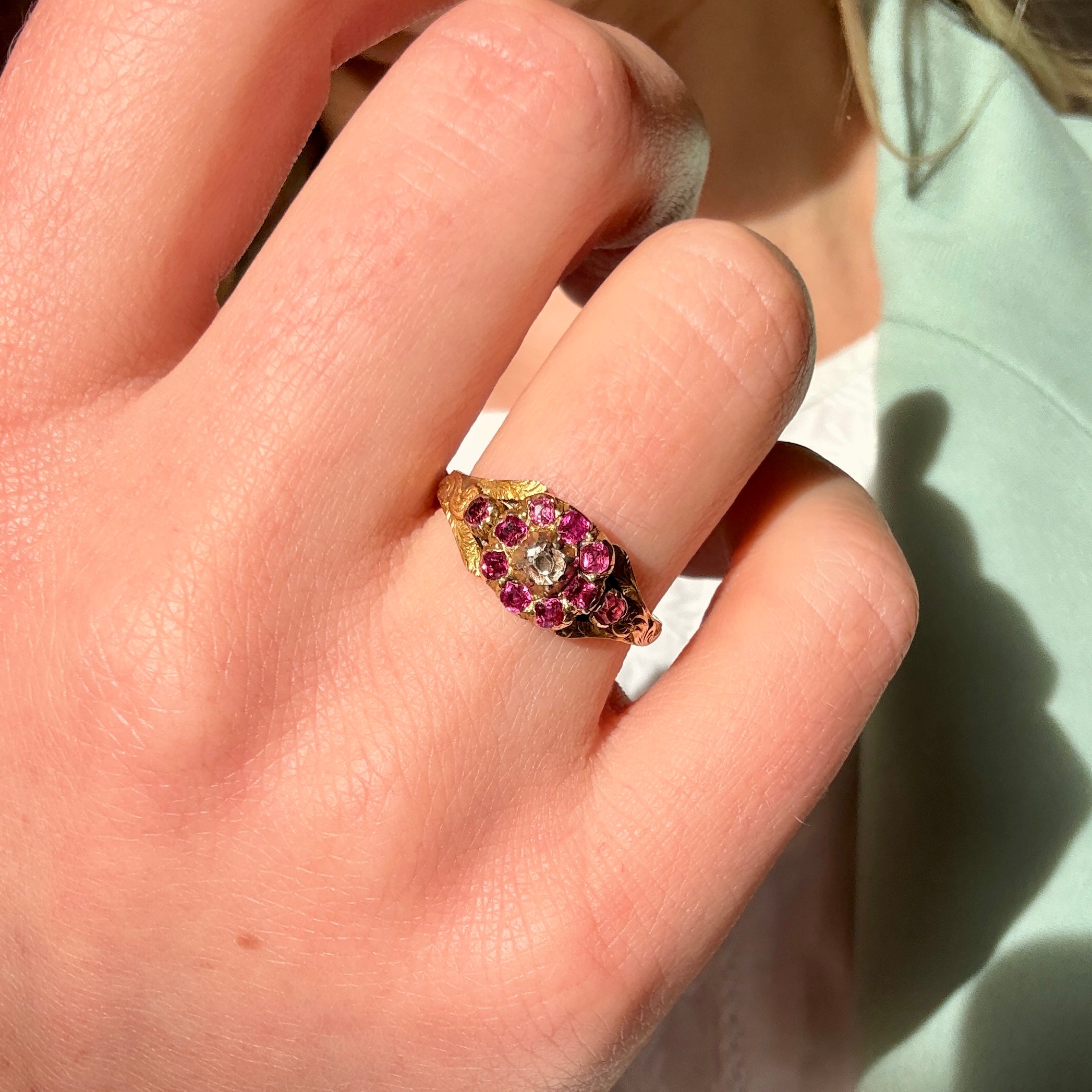 Georgian Ruby and Diamond Ring-Charlotte Sayers Antique Jewellery