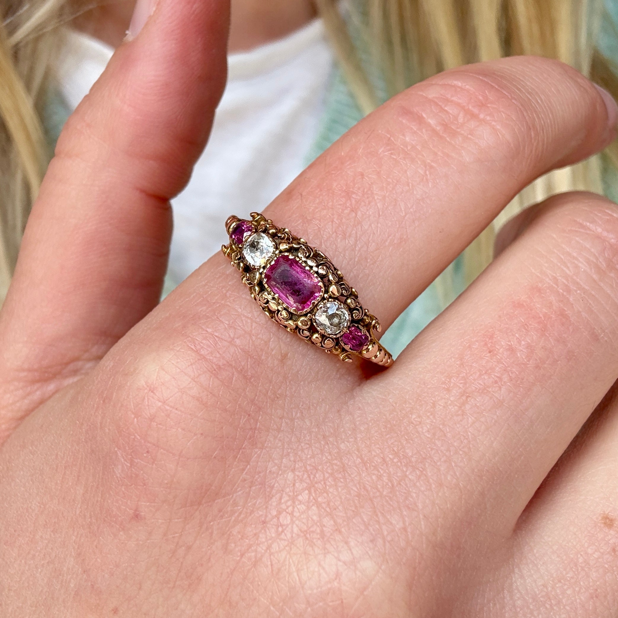 Georgian Ruby and Diamond Ring-Charlotte Sayers Antique Jewellery