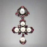 Georgian Ruby and Pearl Cross-Charlotte Sayers Antique Jewellery