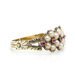 Georgian Ruby and Pearl Flower Ring-Charlotte Sayers Antique Jewellery