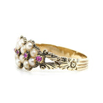 Georgian Ruby and Pearl Flower Ring-Charlotte Sayers Antique Jewellery