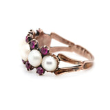 Georgian Ruby and Pearl Line Ring-Charlotte Sayers Antique Jewellery