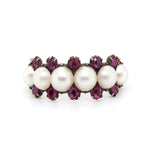 Georgian Ruby and Pearl Line Ring-Charlotte Sayers Antique Jewellery