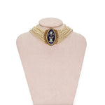 Georgian Seed Pearl Choker with Navette Enamel Clasp-Charlotte Sayers Antique Jewellery