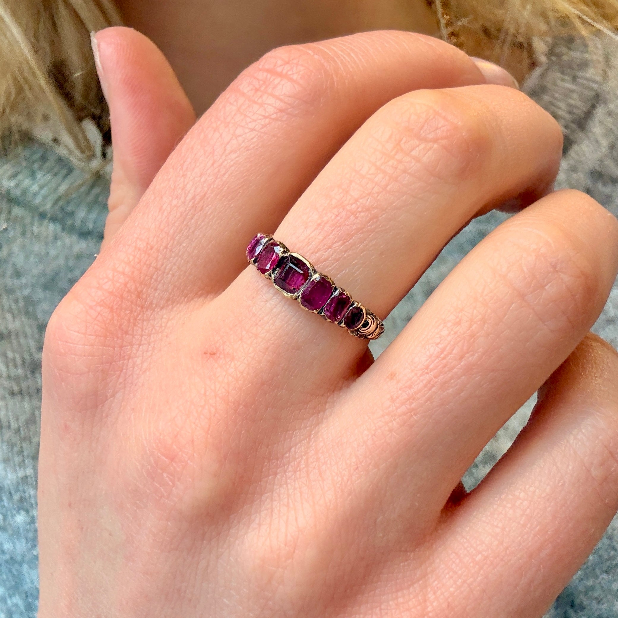 Georgian Seven Stone Ruby Ring-Charlotte Sayers Antique Jewellery
