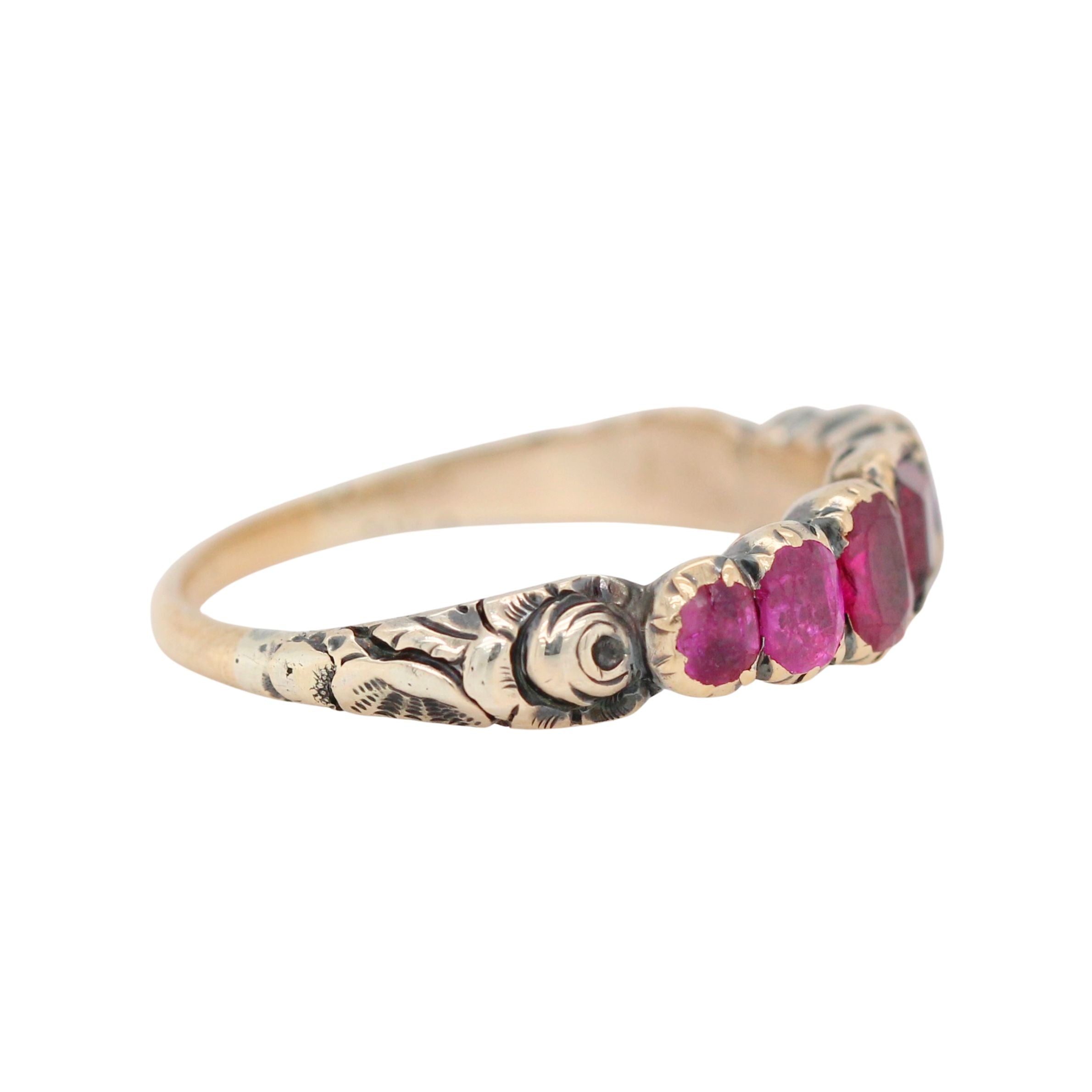 Georgian Seven Stone Ruby Ring-Charlotte Sayers Antique Jewellery