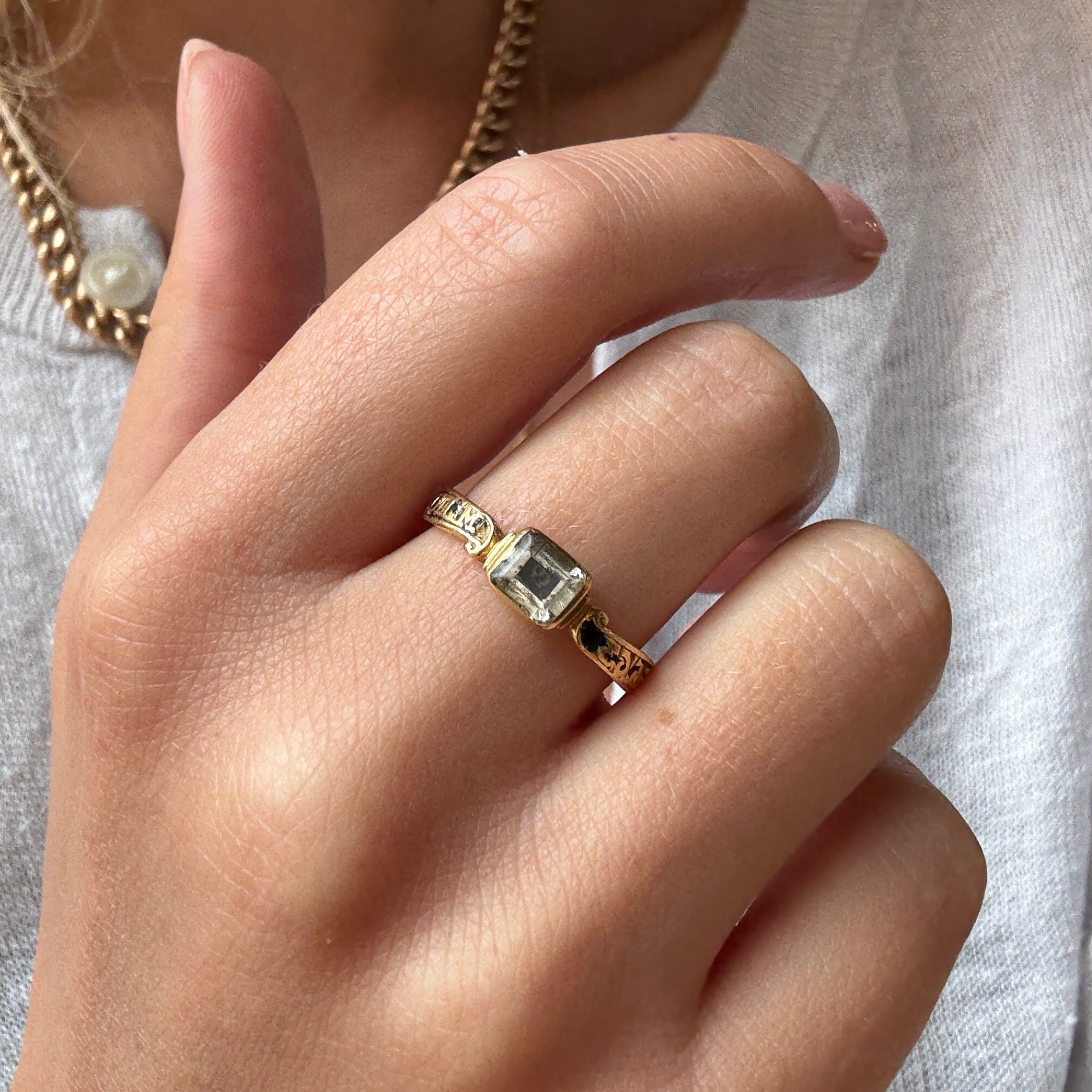 Georgian Skull Enamel Mourning Ring-Charlotte Sayers Antique Jewellery