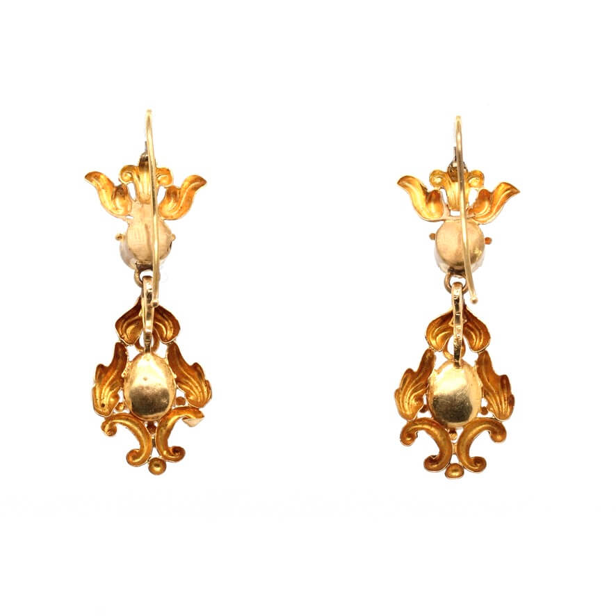 Georgian Topaz and Gold Drop Earrings-Charlotte Sayers Antique Jewellery