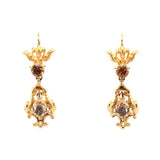 Georgian Topaz and Gold Drop Earrings-Charlotte Sayers Antique Jewellery