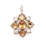 Georgian Topaz and Pearl Cross Pendant-Charlotte Sayers Antique Jewellery