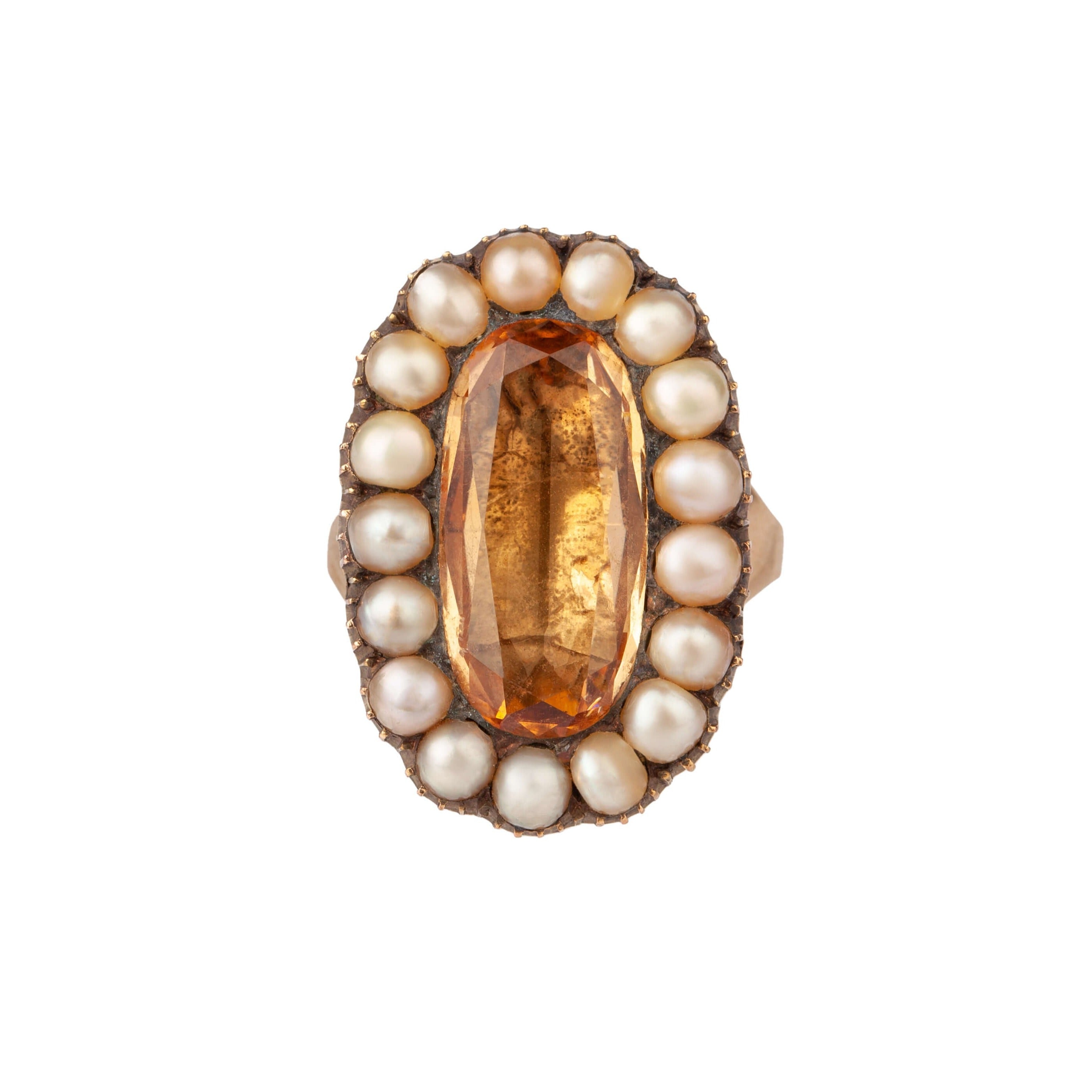 Georgian Topaz and Pearl Ring-Charlotte Sayers Antique Jewellery