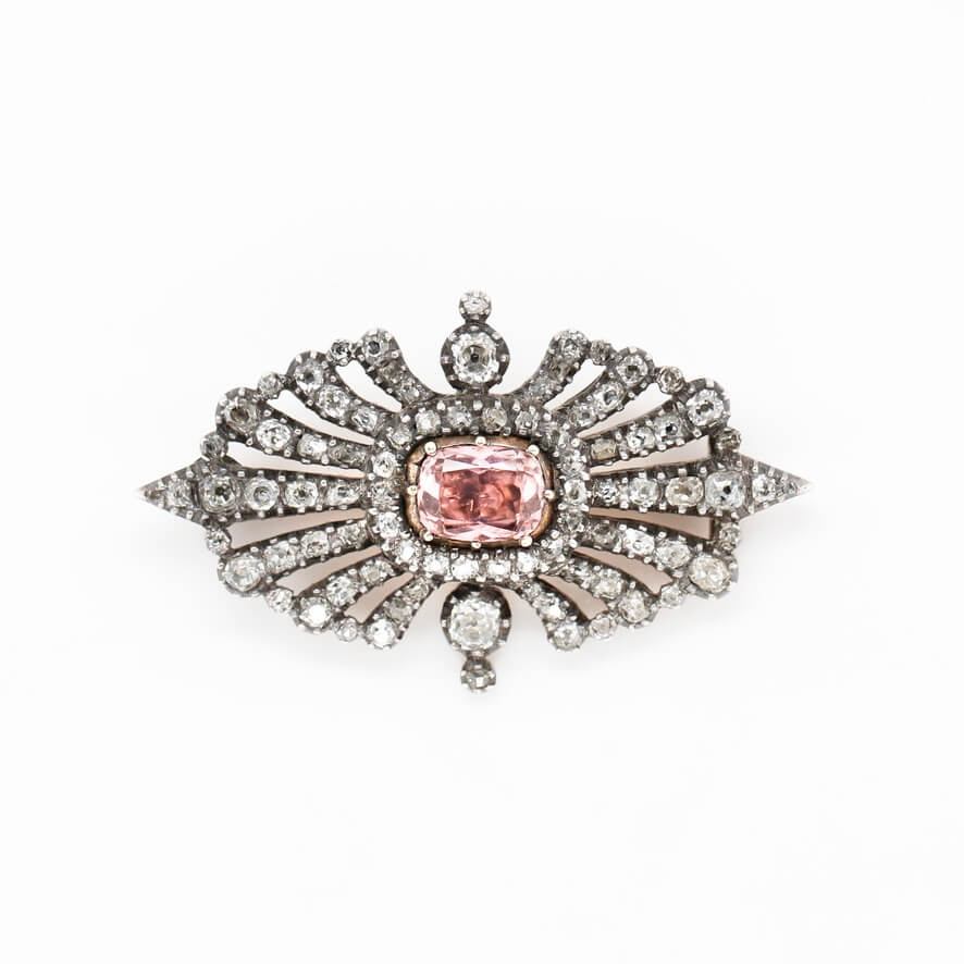 Georgian Tourmaline and Diamond Brooch-Charlotte Sayers Antique Jewellery