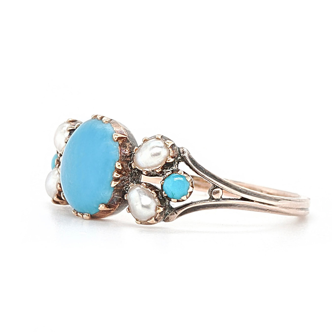 Georgian Turquoise and Pearl Ring-Charlotte Sayers Antique Jewellery