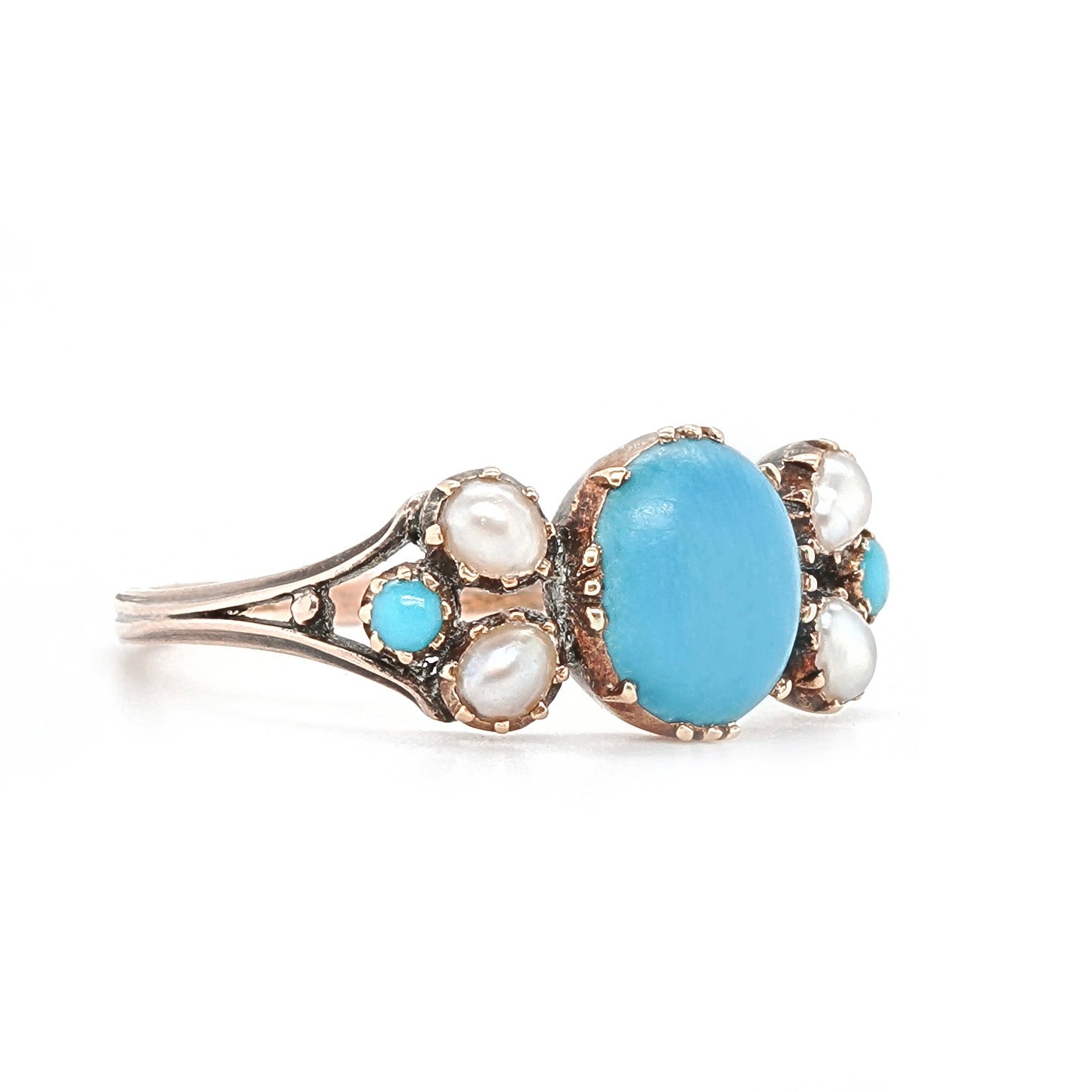 Georgian Turquoise and Pearl Ring-Charlotte Sayers Antique Jewellery