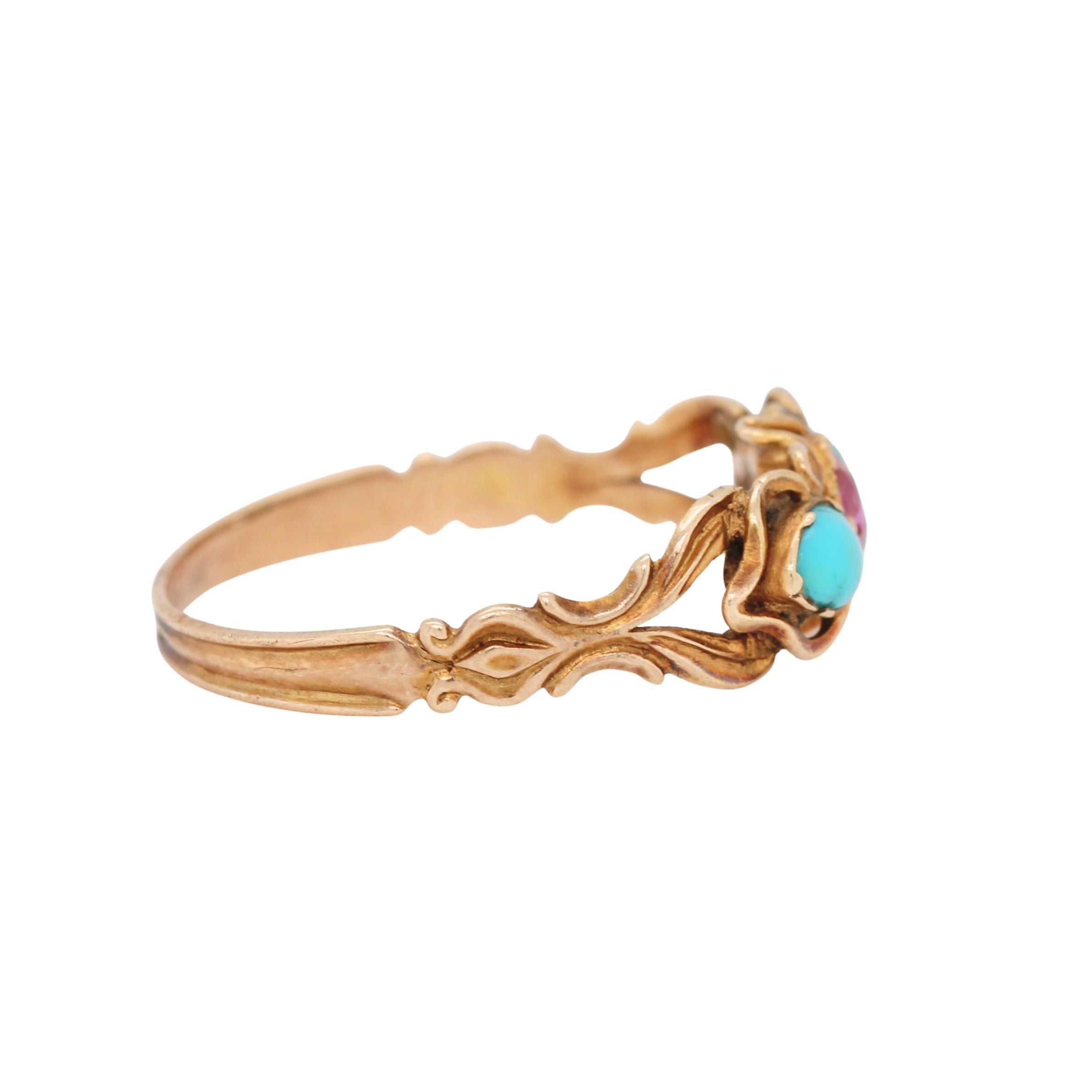 Georgian Turquoise and Ruby Ring-Charlotte Sayers Antique Jewellery