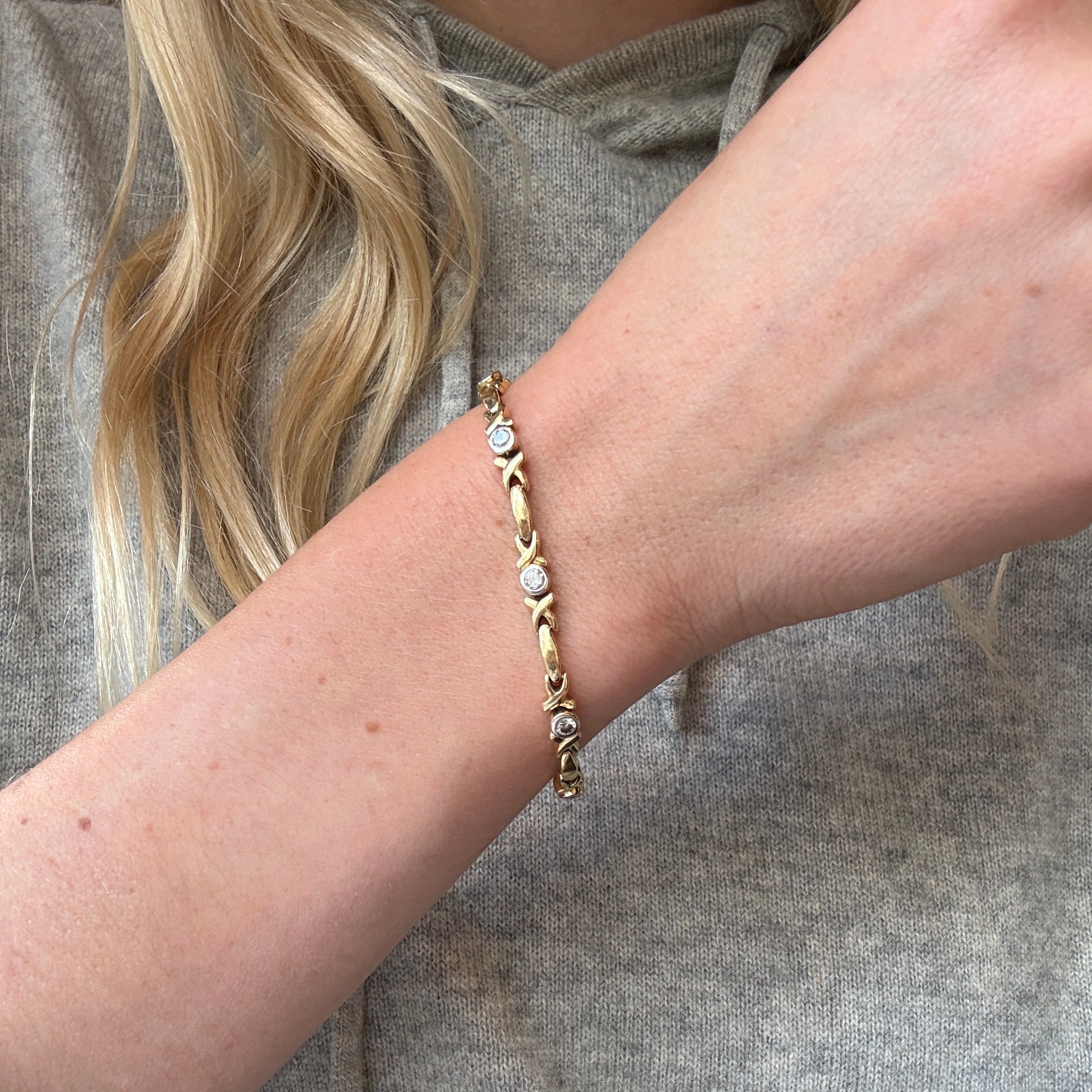 Gold Brilliant-Cut Diamond Bracelet-Charlotte Sayers Antique Jewellery